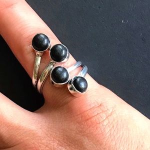 Bohemian Statement Ring with 4 Black Stones